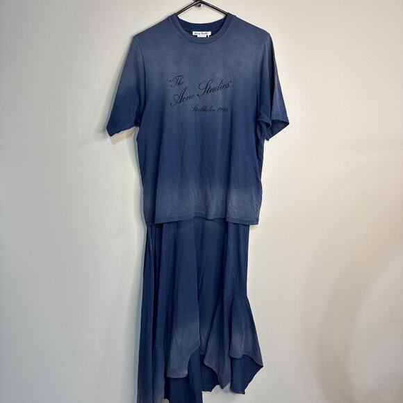 Acne Studios Layered T-shirt Style Dress In Navy Cotton XS-S - Picture 14 of 15